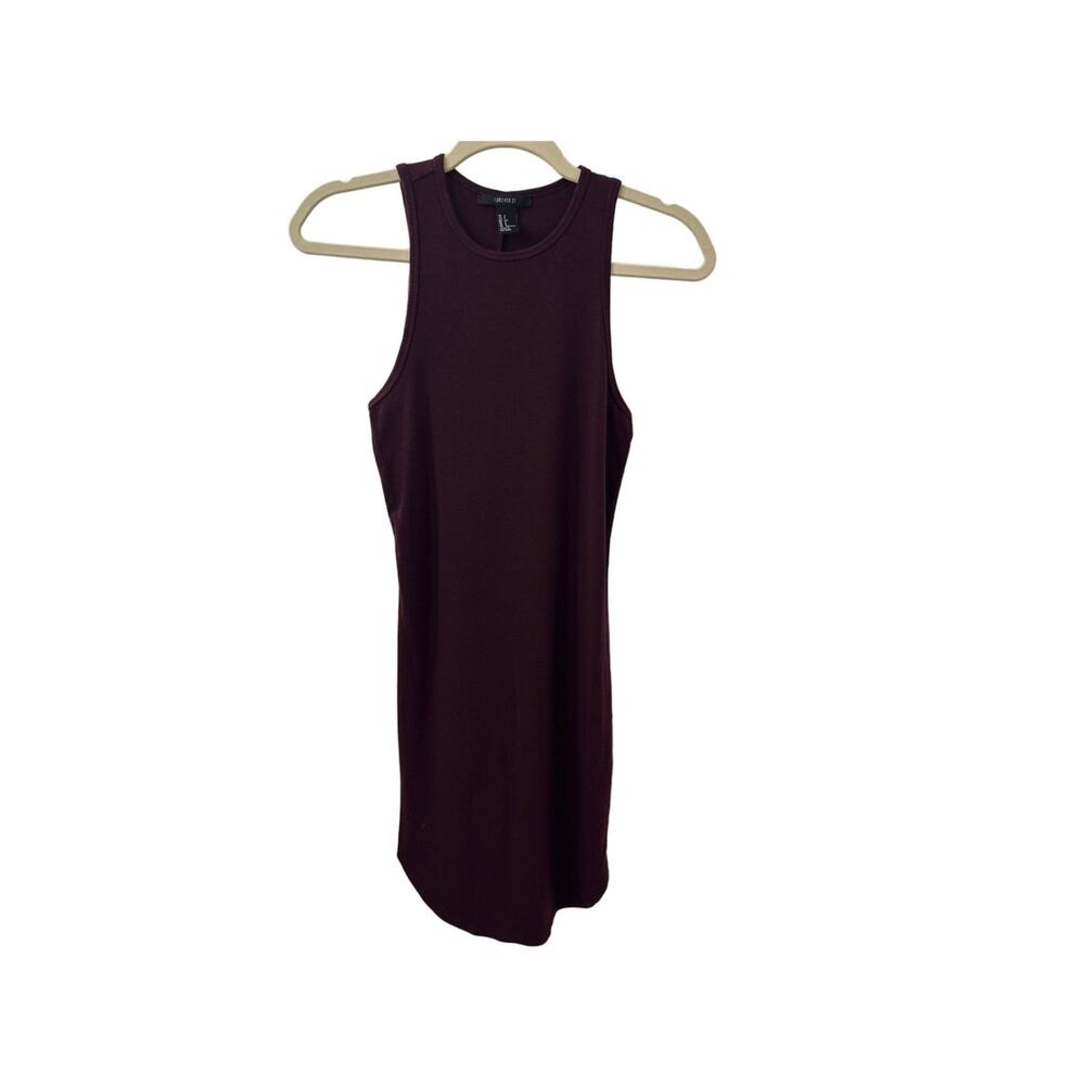 Forever 21 Maroon Basics Everyday Casual Cotton Fitted Bodycon Midi Dress Small